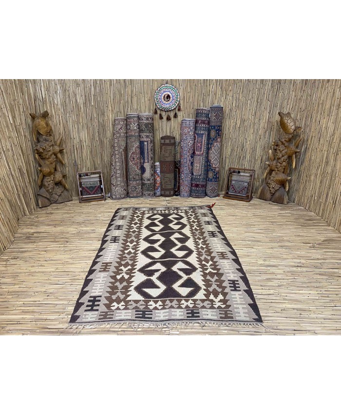 Handmade Turkish Kayseri Nomadic Original  Wool on Wool Kilim – FREE SHIPPING..!